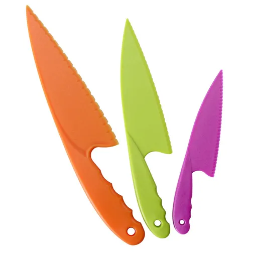 3 Colors Plastic Knife Set 3 Sizes Nylon Knife Safety Cooking Chef Knives for Fruit Lettuce Vegetable Salad Bread (3 Colors)