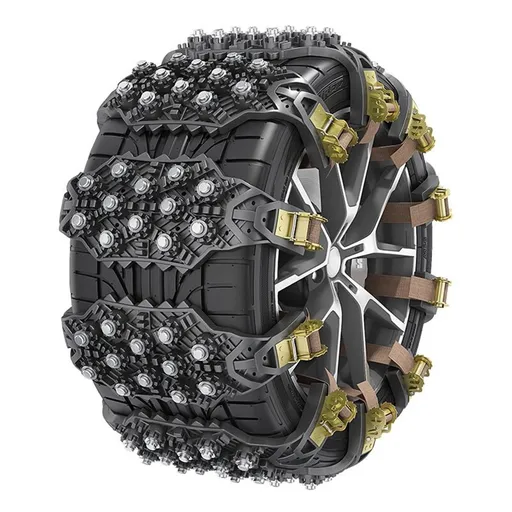2Pcs Universal Anti-Skid Tire Chains for Cars SUV Trucks, Ice-Breaking Steel Nail Snow Chains, -40°C Cold Resistant, Adjustable for Tire Width 165-265mm(black)