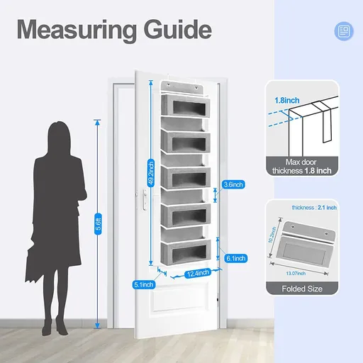 The Door Organizer 5 Shelf Hanging Closet Organizers and Storage Organizer for Closet, Nursery, Bedroom (Grey)