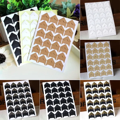 120Pcs Self-Adhesive Photo Frame Corner Sticker Craft Scrapbook Album Decor Silver