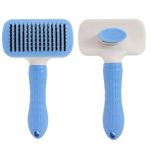 Cat Brush, Pet Grooming Stainless Steel Brush, Dog Hair Comb with Release Button for Long or Short Pet Hair Cleaner
