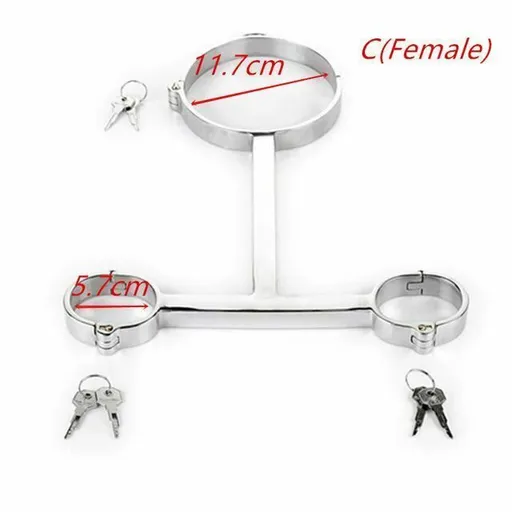House Of Dasein Metal Spreader Bar Cuffs Collar Bondage Restraint Kits Slave Shackles Set Bdsm - Skin - C Female