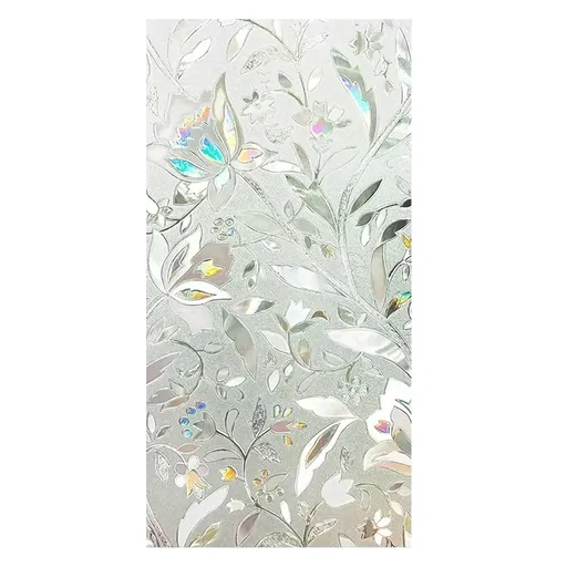60x300cm 3D Tulip Pattern Self Adhesive Window Privacy Film Static Cling Window Sticker for Home Office