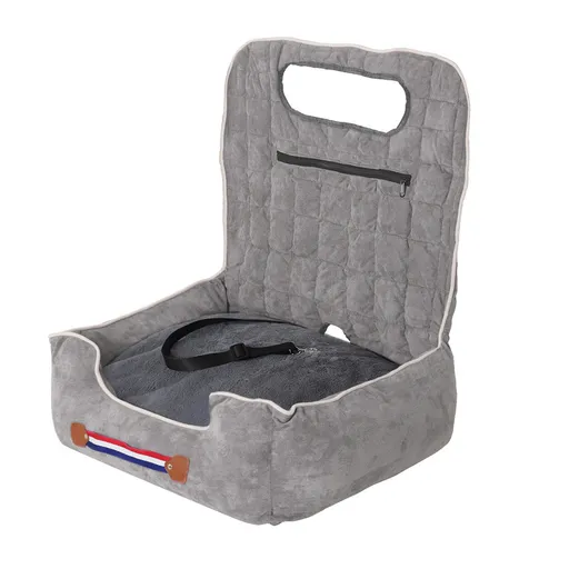 Large Cozy Dog Car Booster Double-Side Cushion Pet Travel Bed with Adjustable Strap
