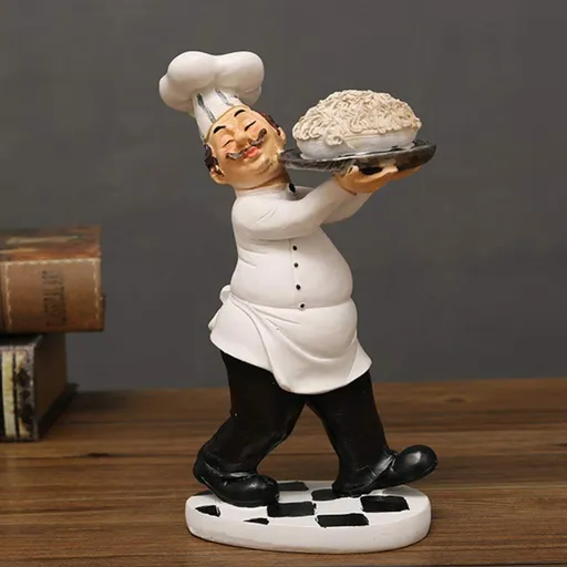 French Chef Chef Collectible Statues Resin Chef Home Countertop Table Decoration for Country Cottage Decor (Ramen Chef)