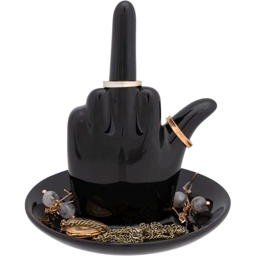 Imports Black Ceramic Middle Finger Jewelry Ring Dish Tray ceramic ring dish is a stylish accessory that