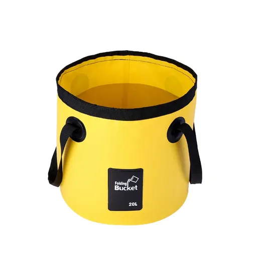 20L Portable Folding Bucket Water Container Camping Hiking Fishing Water Storage - Yellow