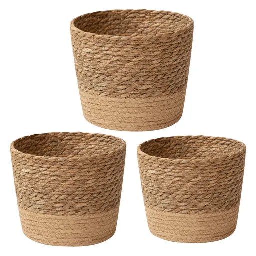 Woven Seagrass Plant Basket, Flower Pots Home Boho Decor, Storage Picnic Grocery Straw Bag for Plant Artificial Tree - 5.5×8.7×6.29