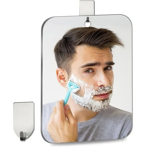 Anti-Fog Shower Mirror 17x13cm Unbreakable Frameless Hanging Bathroom Shaving