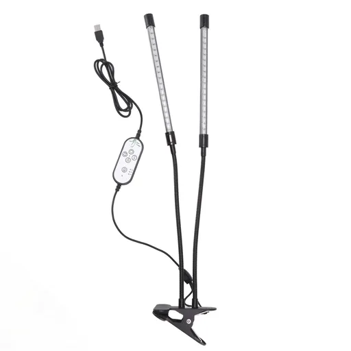 Plant Grow Light Dimmable Timing Full Spectrum USB Powered Dual Head Clip On LED Plant Lamp for Indoor 30W