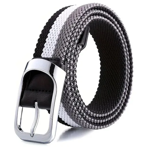 Three-Color Braided Golf Elastic Belt, Unisex, Stretchy Comfort and Versatile Matching, Top Choice for High-Quality Casual Trouser Belts(Black+white+gray)