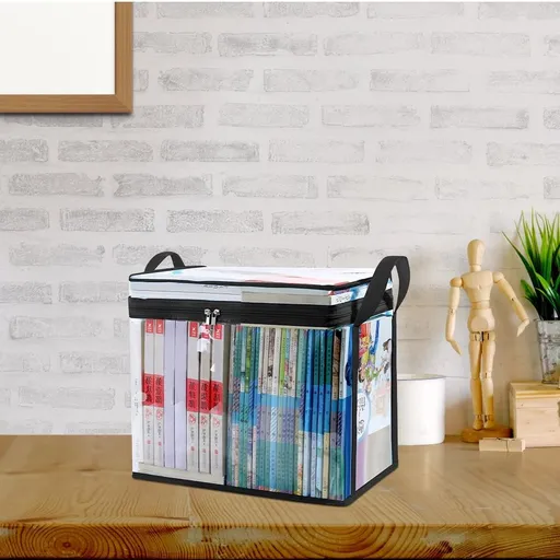 Black Office Storage Box for Books and Files, Organizer with Vertical and Horizontal Versatile Use