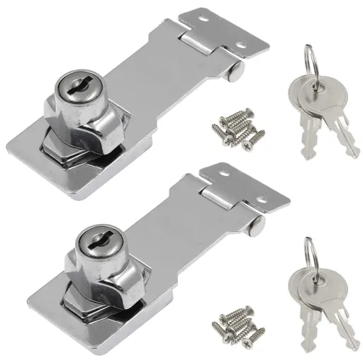 2Pcs Keyed Hasp Locks 3 Inch Twist Knob Keyed Locking Hasp, Metal Safety Hasp Latches Keyed Different for Small Doors