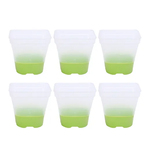 6 Set Clear Nursery Pots with Drainage Holes Silicone Base Lids 3in Plastic Reusable for Plants Starting