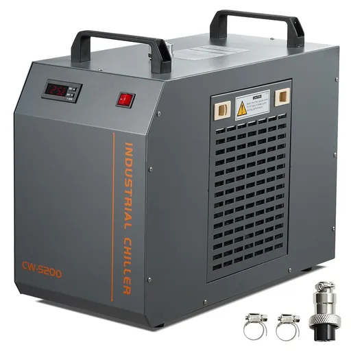 Industrial Water Chiller, CW-5200, Industrial Water Cooler Cooling System with Built-in Compressor 7L Water Tank Capacity 13 L/min Max Flow Rate, for CO2 Laser Engraving Machine Cooling Machine