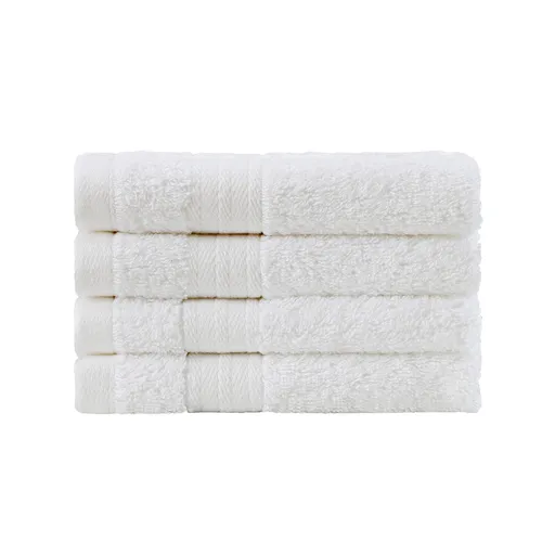 Linenland Bath Towel Set - 4 Piece Cotton Washcloths - White