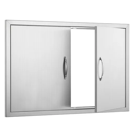 BBQ Access Door, 915x610 mm Double Outdoor Kitchen Door, Stainless Steel Flush Mount Door, Wall Vertical Door with Handles, for BBQ Island, Grilling Station, Outside Cabinet