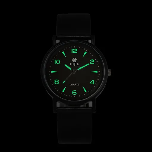 Di Jie Korean Style Quartz Watch 40mm Round Dial Luminous PVC Triangle small size Black