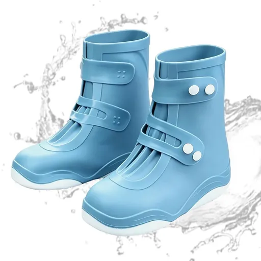 Sturdy Rain Shoe, Covers Thickened Silicone, High-top Waterproof Lawn Sturdy Men Women, Commuters Overshoes Portable, for School Office, Campus Cycling Travel, Commuting Camping Gym - Blue - Size M