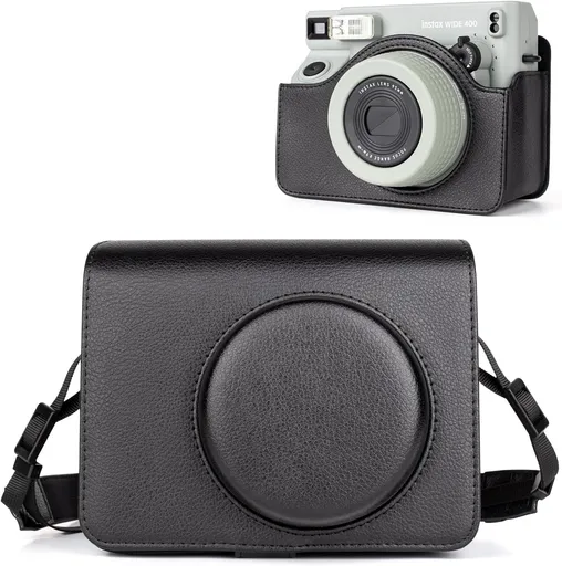 Fuji WIDE 400 Camera Case, PU Leather Protective Case Compatible for Instax WIDE 400 Instant Camera - Carrying Bag with Adjustable Shoulder Strap