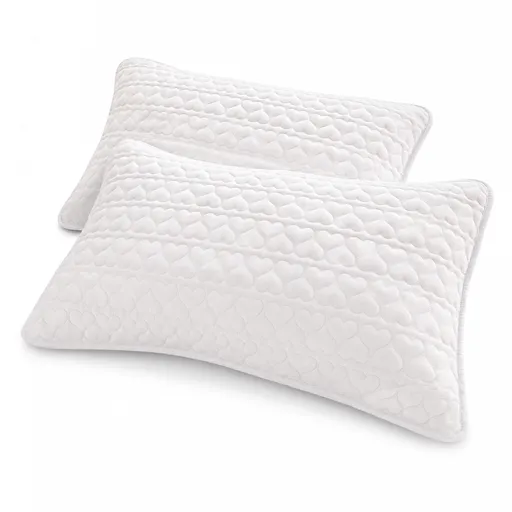 Skin-friendly and comfortable Pillow Protector 48x74cm White（Pack of 1 pair）- Sweat and Oil Resistant Polyester Pillowcase with Quilted Padding, Easy Clean Bedding Cover for Home Use
