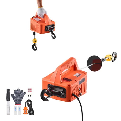 Electric Hoist Winch 3-in-1 700 kg Capacity 1500W Portable Power Crane 7.6 m Lifting Height 5 m/min with Manual Wired Wireless Remote Control