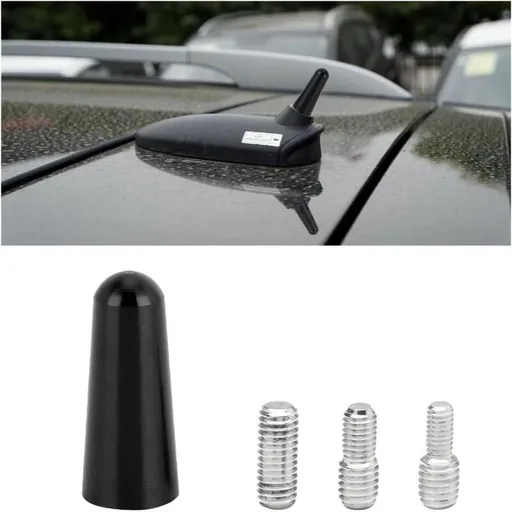Short Car Antenna, Universal Amplified Car Radio Short Antenna, 3cm Short Rod Roof Stereo Antenna for Car, Carbon Fiber Color