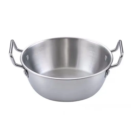 Stainless Steel Soy Sauce Dishes, Sauce Dish Metal Popcorn Pot reusable, Golden Dipping Bowl with Handle Individual Round Seasoning, Silver