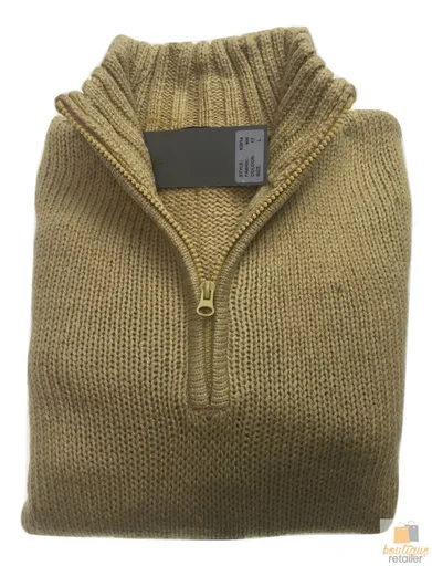 Mens Knit Jumper Pullover Sweater Knitted Casual Stretch Warm Winter - Half Zip Maize 17 (KW14) - M