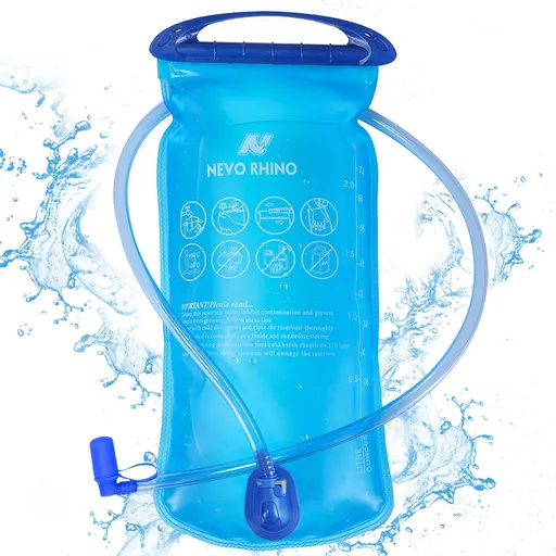 2L Outdoor Portable Hydration Bladder for Hiking, Running, and Climbing with BPA-Free TPU, Wide Opening, and Leak-Proof Bite Valve for Hands-Free Drinking on the Go (Blue)