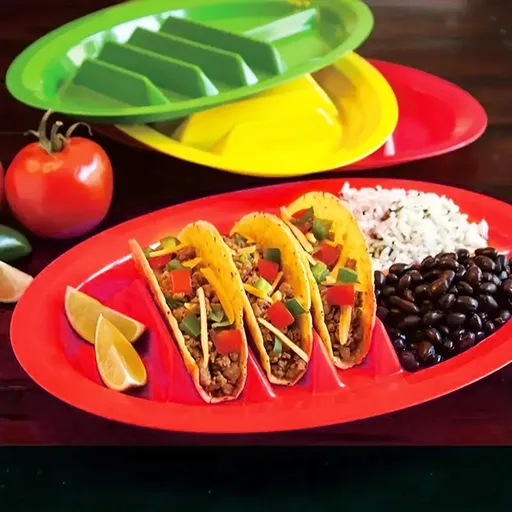 Tacos Holder Plate Durable Easy to Clean Mexican Pancakes Corn Hot Dogs Cakes Toasts Food Tray for Home Yellow
