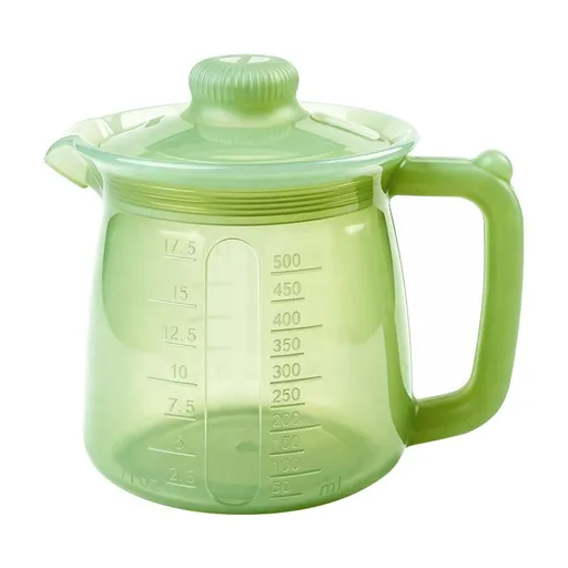 Food-Grade Silicone Multi-Purpose Milk Pitcher with Measuring Scale, Microwave & Freezer Safe, Leak-Proof Rotating Lid, Ergonomic Handle for Baby Formula, Coffee, Oil & Liquid Storage in Home Kitchen (Green)
