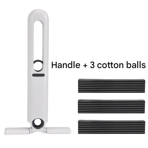 Mini Handheld Foldable Mop WIth ABS Handle and 3 Sponge Head- Hand-Free Squeeze Design - Compact Desktop Cleaner for Kitchen and Bathroom