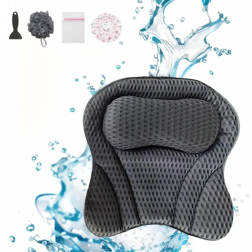 Bath Pillow Bathtub Pillow, Luxury Bath Pillows for Tub Neck and Back Support, Bath Tub Pillow Headrest with Soft 4D