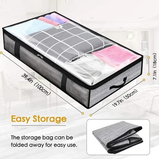 Bed Bottom Storage Bag Non-woven Fabric Sealed Grey printing 100*50*18cm Bed storage bag-two