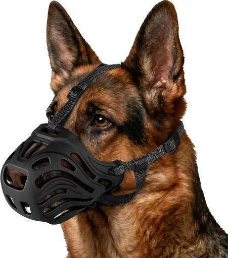 Dog Muzzle, Soft Breathable Dog Muzzles Suitable Dogs, Adjustable Basket Muzzles Prevents Chewing and Biting for Grooming Trimming Training(XXL)