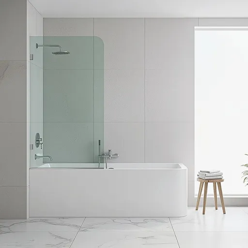 70cm Frameless Glass Bath Screen with F-Brackets - Black