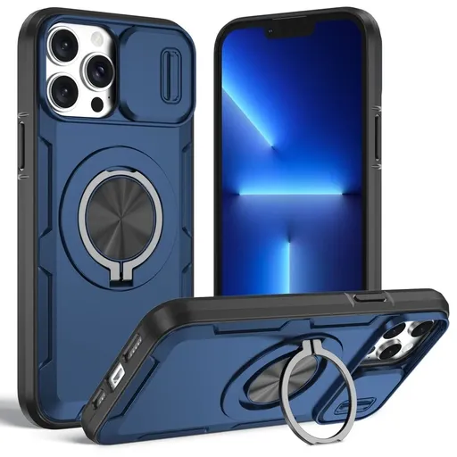 2-in-1 Magnetic Sliding Lens Case, Blue for iPhone 12 Pro Max