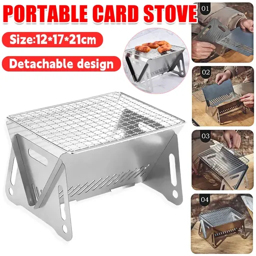 Camping Mini BBQ Grill Portable Charcoal Barbecue Grill Stainless Steel Camping