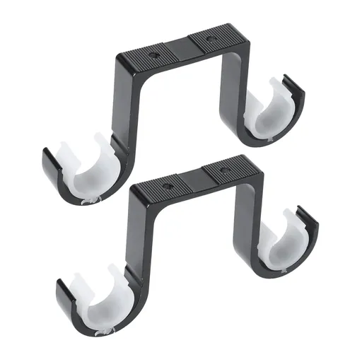 Curtain Rod Brackets Double Ceiling Mounted Aluminum Alloy 2 Piece Black