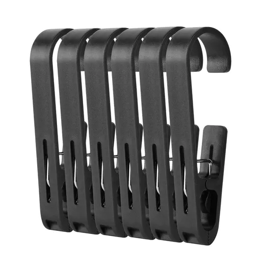 Laundry Hooks with Clips Hanger Closet Organizer Clamps Socks Boot Bras Towels for Bathroom Wardrobe Kitchen Office 6Pcs (Black)