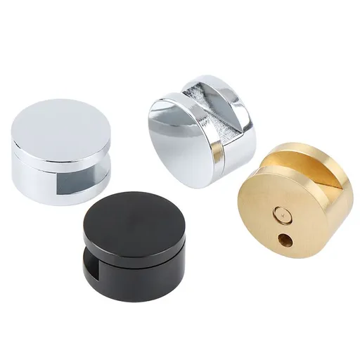 4 Sets Mirror Clip Round Glass Clamps Clips Mirrors Holder Supporting Sheet Hanging Glass Clips for Dresser Bathroom Walls Fixed