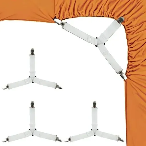 4 Pack Adjustable Sheet Straps with L Clips