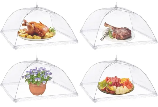 4 Pack Pop-up Food Cover Mesh Insect Net, Foldable for Camping Picnic Grilling, 43cm, Compatible with Oral-B Braun