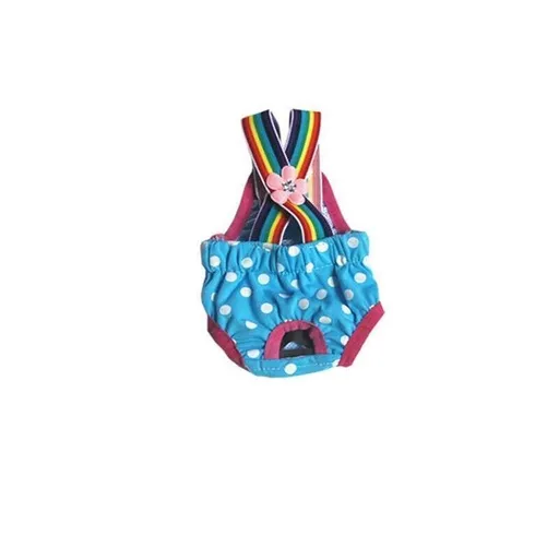 Female Pet Dog Cat Puppy Pant Menstrual Sanitary Nappy Diaper Wrap Underwear Blue - M