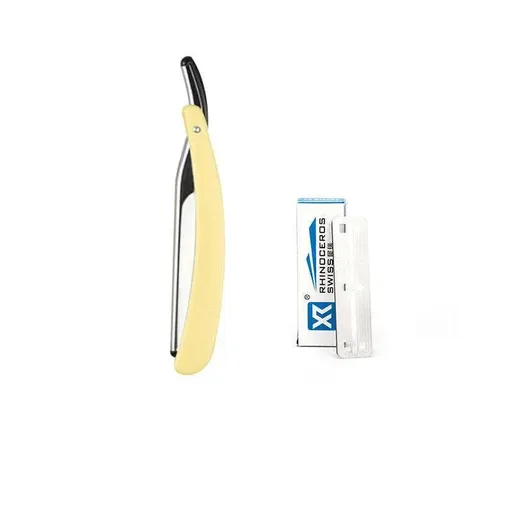 Old Shaver Razor Eyebrow Knife Folding Manual Shaver Holder Home Salon Tool Au - Yellow+10PCS Blades