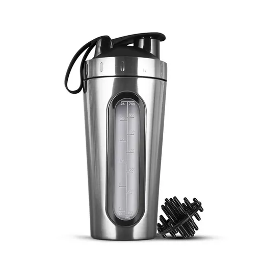 Shaker Bottles for Protein Mixes Stainless Steel Protein Shaker Not Stays Cold/Hot, Visible Window Metal Shaker Cups-A