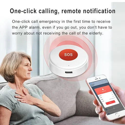 elderly emergency button, SOS medical alarm, wireless emergency system, remote notification, one-click call, senior safety device, care alert button, fall detection alternative, GPS medical alert, personal emergency response system - White - Size 2PC