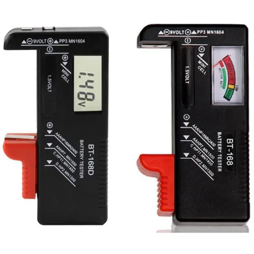 2 Pack Digital Battery Tester Voltage Checker and Power Level Checker Combo for AA AAA C D 9V 1.5V Button Cell Battery