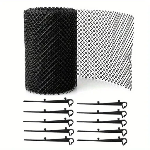 2-Pack Plastic Gutter Guard Mesh Roll 6” x 20Ft Rain Gutter Leaf Guard-Stop Clogged Gutters-with in total 20 Clip Fixed Hooks.DIY Gutter Protection.
